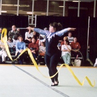 Athlete performing level 2 ribbon routine