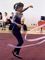 Athlete performing ribbon routine