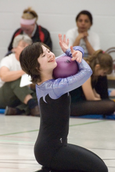 Athlete performing ball routine