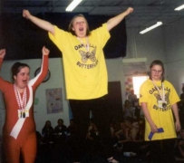 Three athletes on the podium