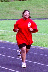 Athlete running in race