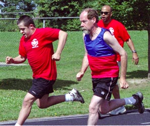 Two athletes racing