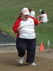 Athlete landing the long jump