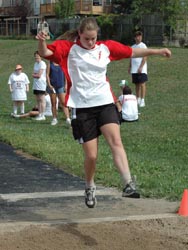 Athlete before landing the long jump